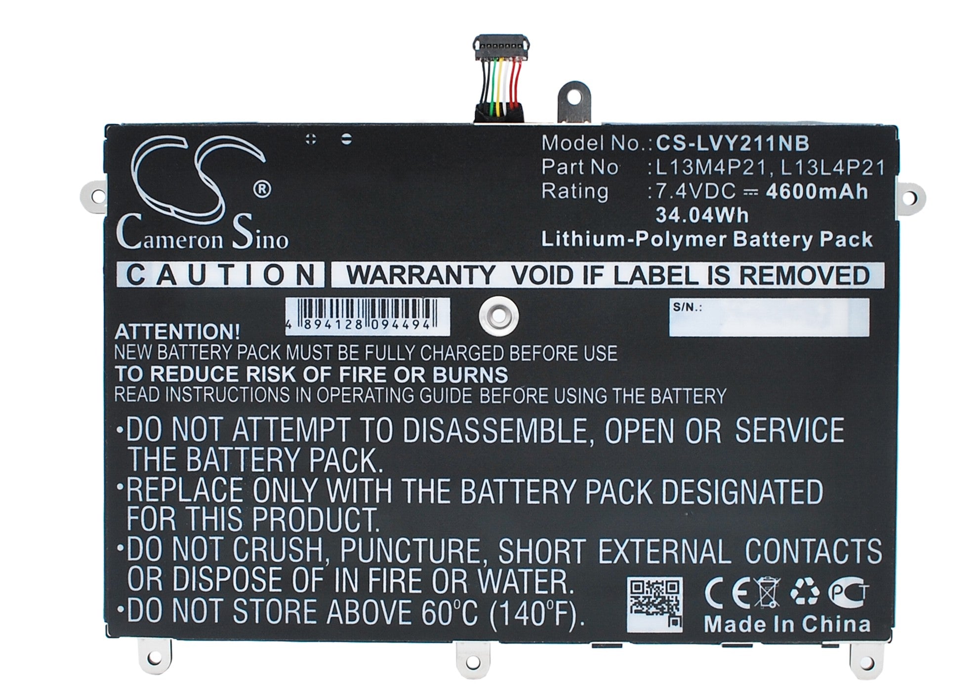 Lenovo Yoga 2 11 Laptop Battery - 4600mAh 7.4V Replacement - L13M4P21, L13L4P21 - High Capacity, Long Life