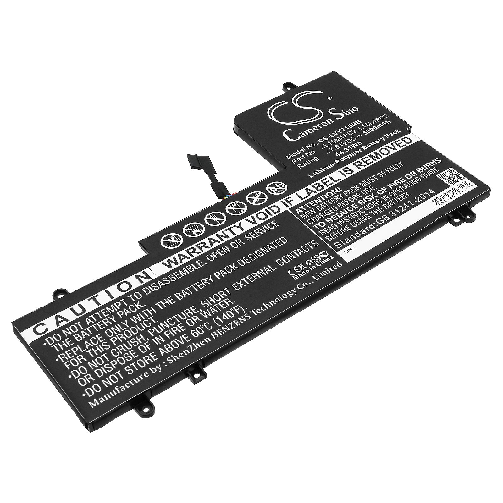 Lenovo Yoga 710-14/15 Series Battery - 44.31Wh 5800mAh - Premium Laptop Replacement - Long Life, Reliable Power
