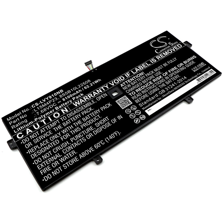 8100mAh L15M4P23 Battery - Lenovo Yoga 910-13IKB, Yoga 5 Pro Replacement - 62.21Wh 7.68V Li-Polymer