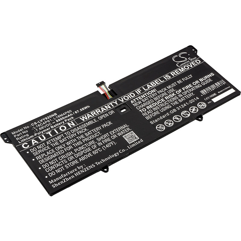 67.58Wh 8800mAh Replacement Battery for Lenovo Yoga 920-13IKB Laptops - 7.68V Li-Polymer
