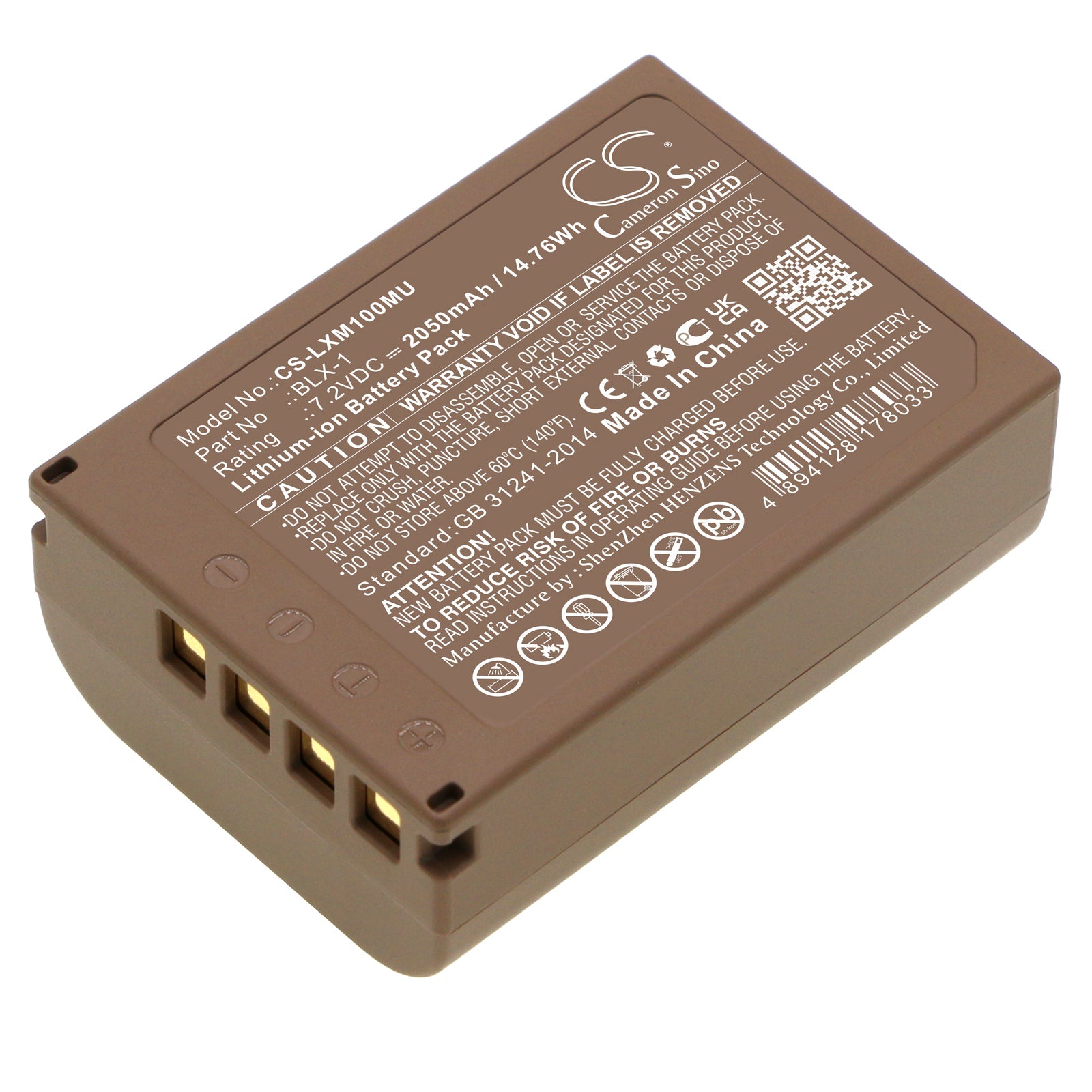 2050mAh Replacement Battery for Olympus OM-1 Camera BLX-1, 7.2V Li-ion, High Capacity Power