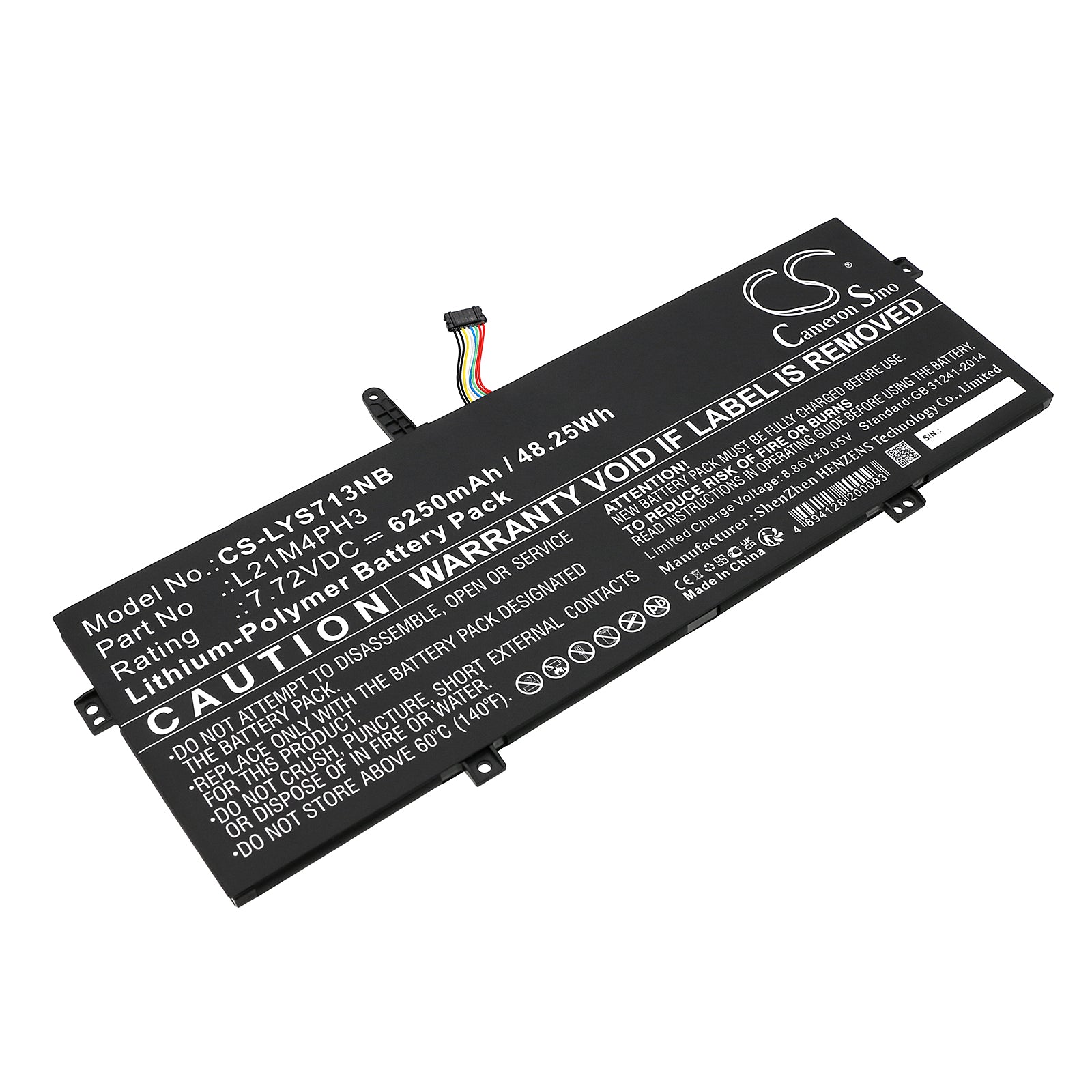 48.25Wh Battery for Lenovo Yoga Slim 7 Carbon 13IAP7 - 7.72V 6250mAh Li-Polymer Replacement Battery Pack