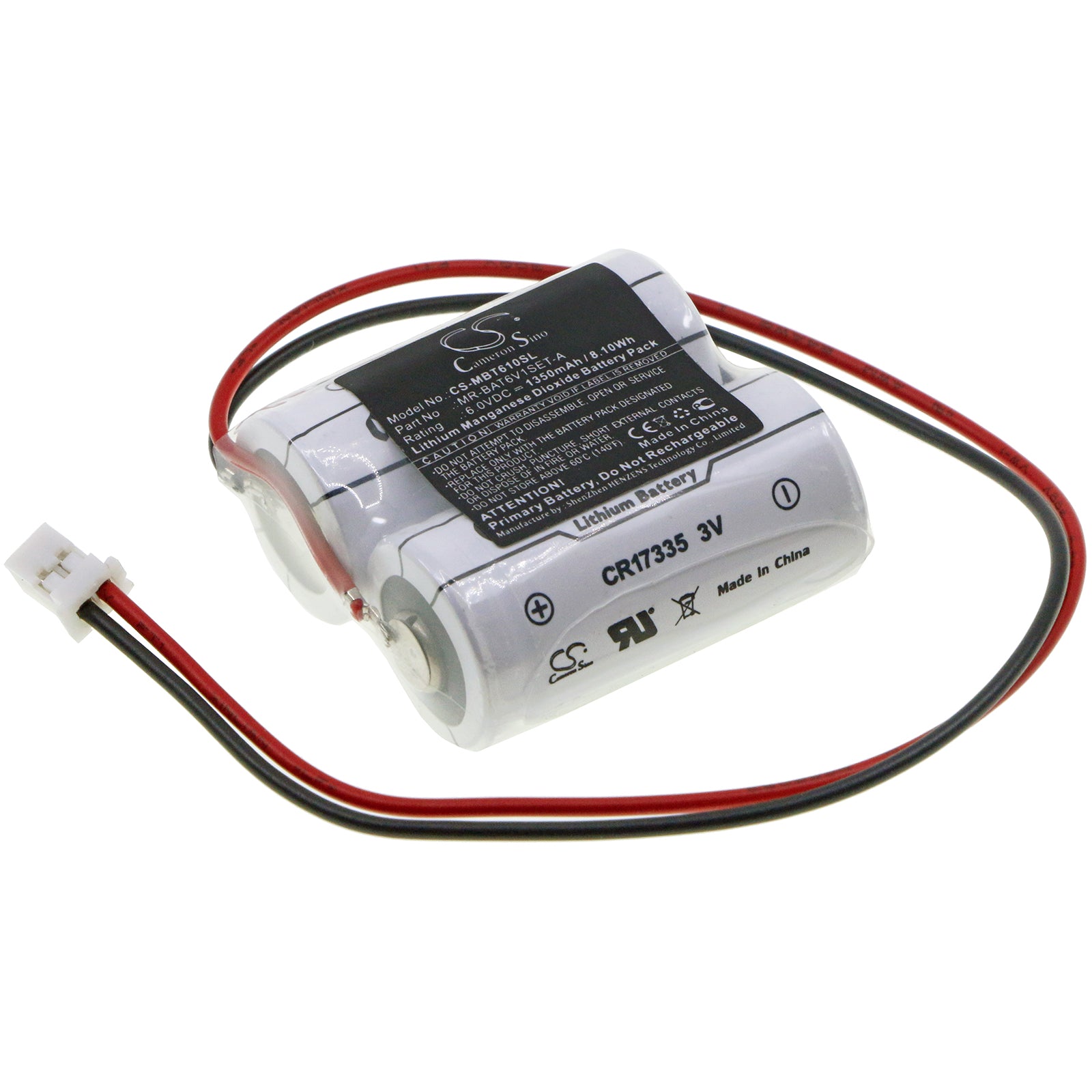 6V 1350mAh Replacement Battery for Mitsubishi MR-BAT6V1SET-A, MR-J4 WK17 PLC, Li-MnO2