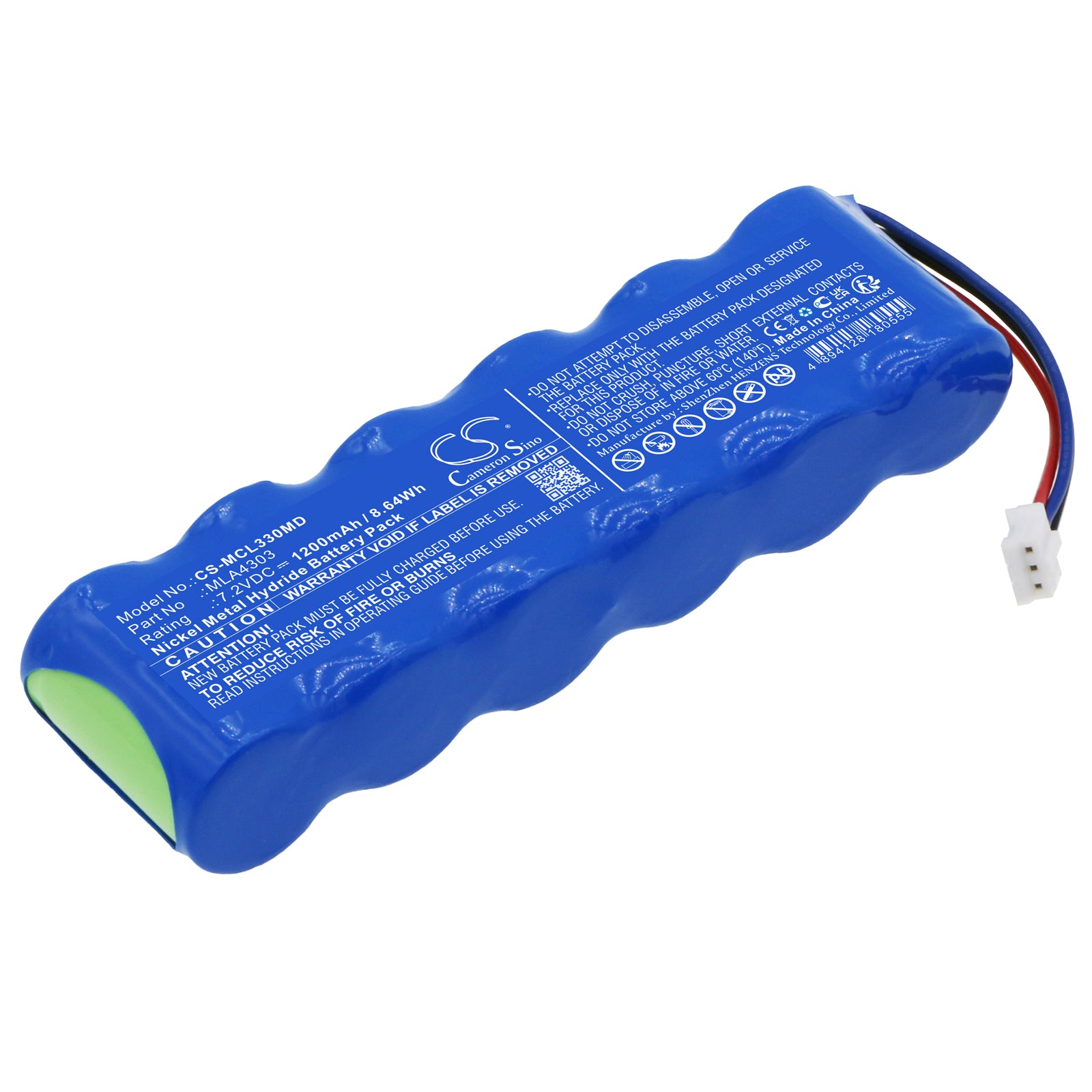 7.2V 1200mAh Ni-MH Replacement Battery for Micro Medical MicroLab 3300 Spirometer & MLA4303 Pulmonary Function Tester