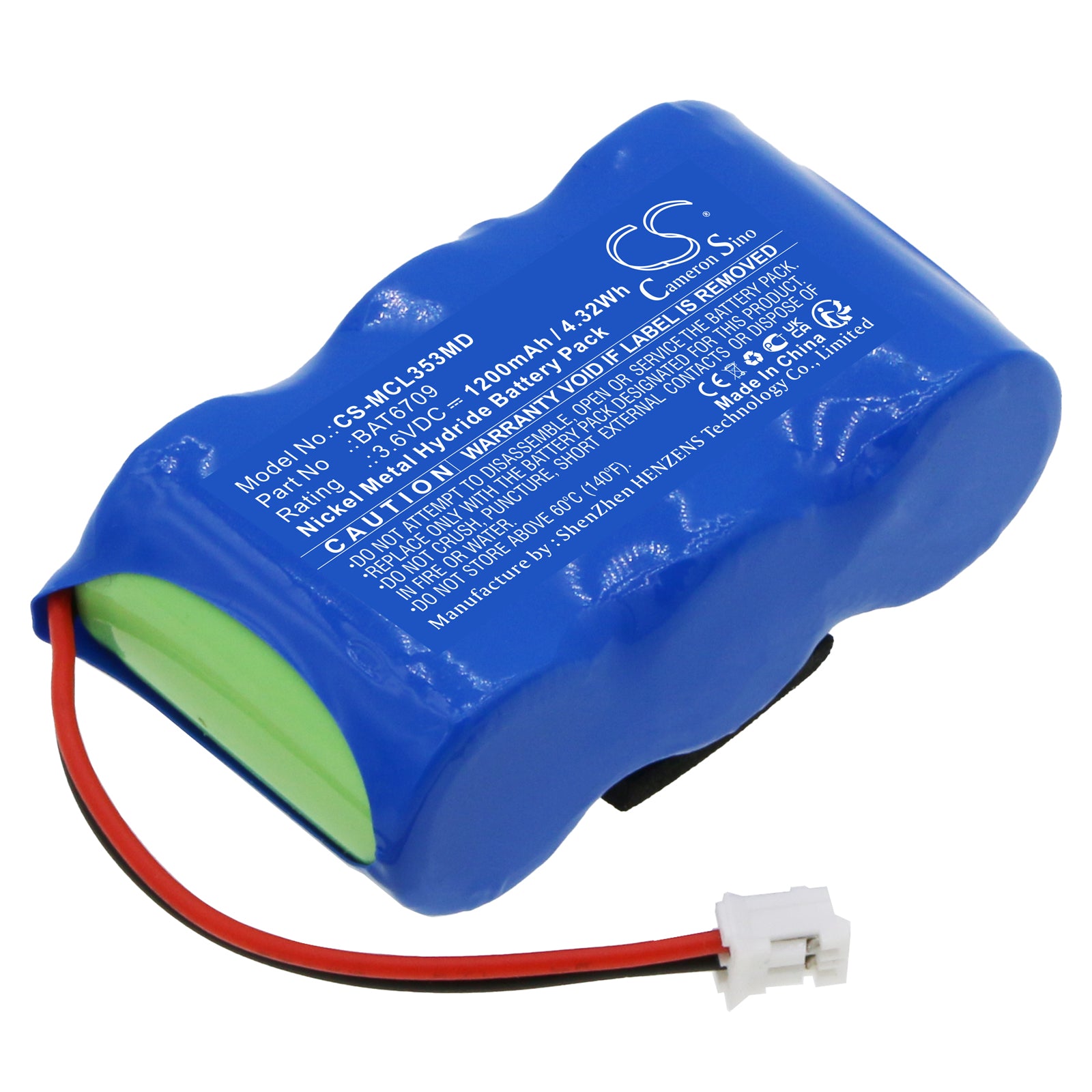 3.6V 1200mAh Ni-MH Replacement Battery for Micro Medical MicroLoop 3535 Spirometer BAT6709 - High-Capacity Power Source