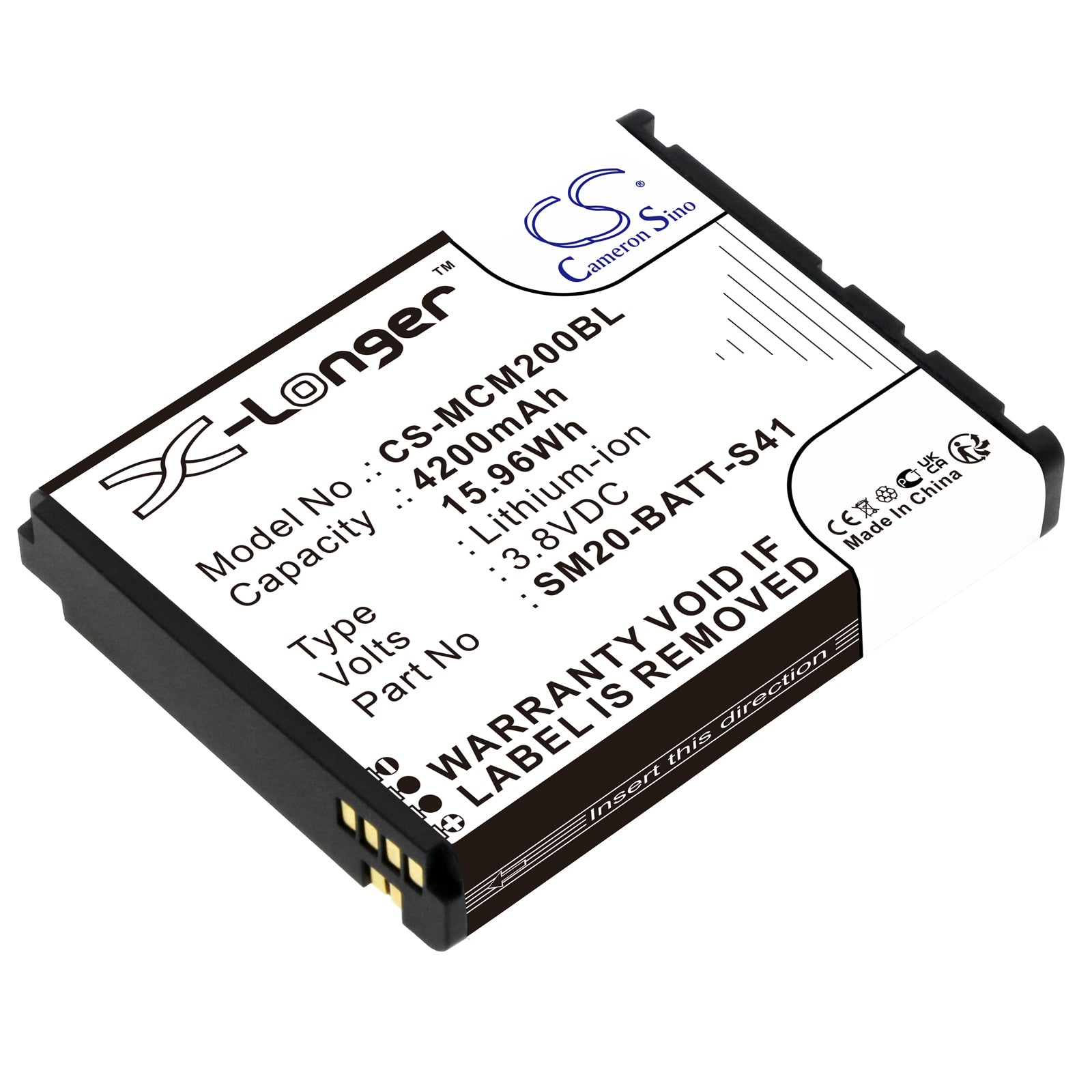 4200mAh Replacement Battery for M3 Mobile SM20 & SM20 X Barcode Scanners, 3.8V Li-ion, SM20-BATT-S41
