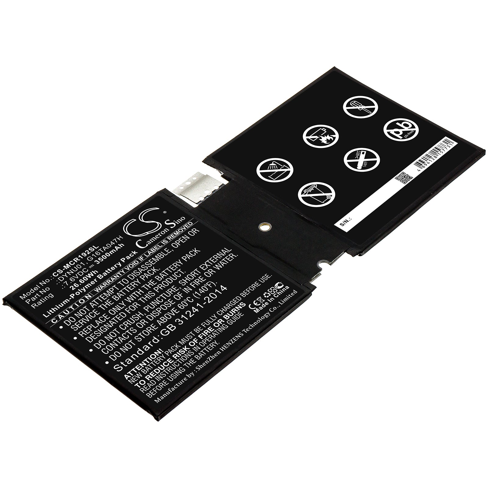 3500mAh Replacement Battery for Microsoft Surface Go 2 (1927) Tablet - 7.6V 26.60Wh Li-Polymer