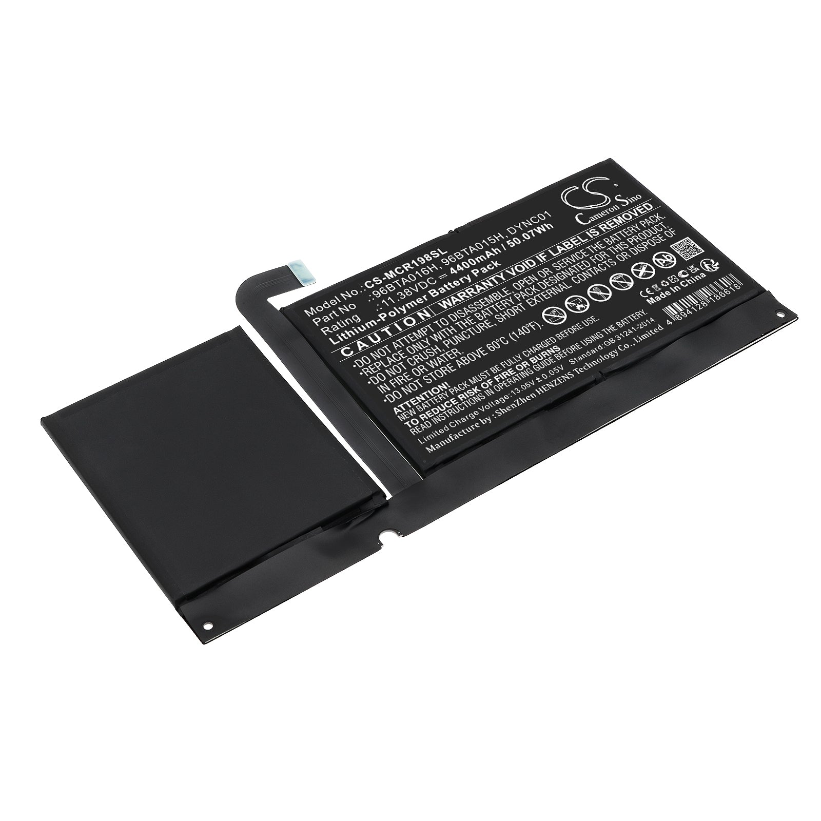 4400mAh Replacement Battery for Microsoft Surface Pro 8 & 1982/1983 Tablet - 50.07Wh, 11.38V Li-Polymer - Replaces 96BTA016H, DYNC01