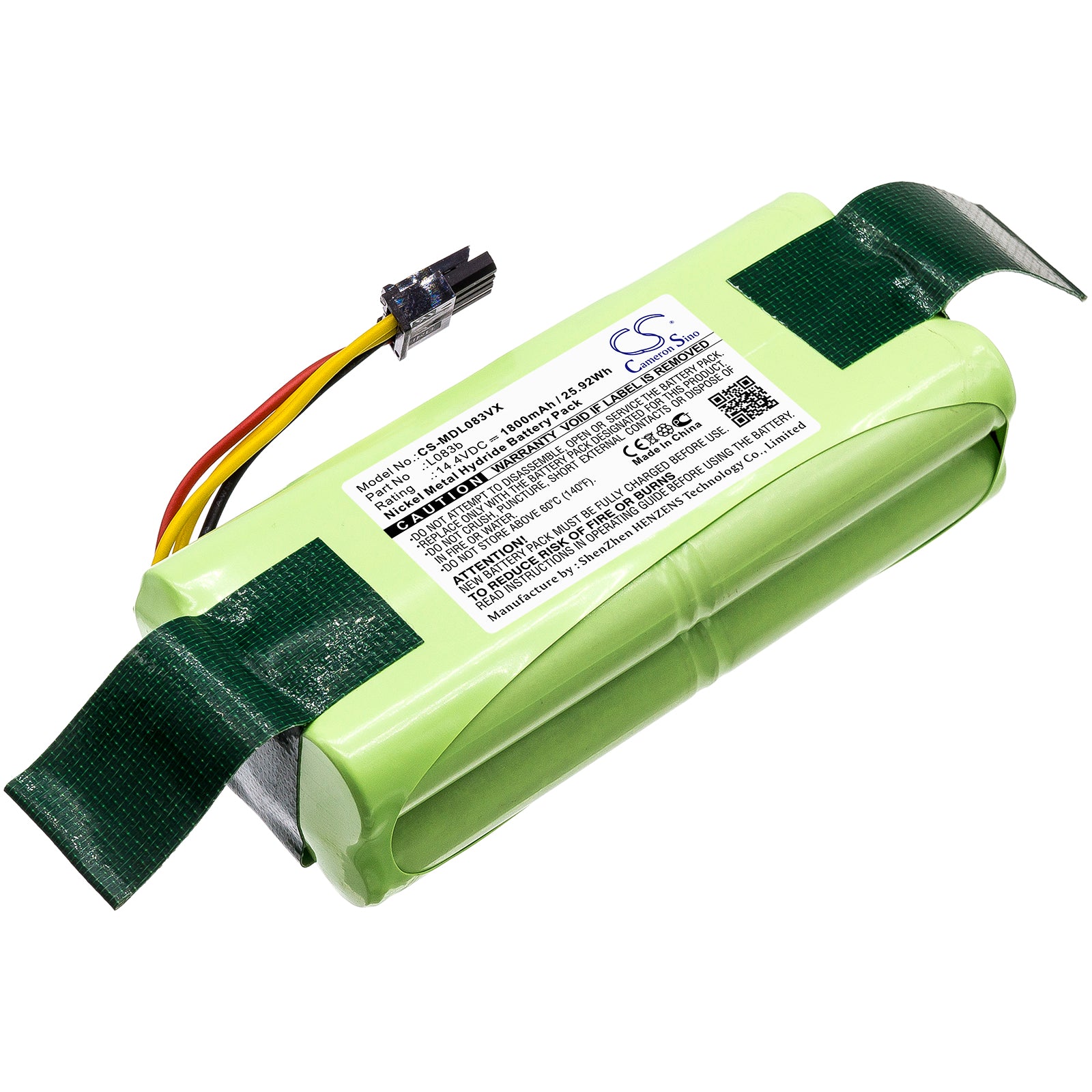 1800mAh Ni-MH 14.4V Replacement Battery for Ecovacs Deebot X600, ZN605/6/9 & Midea/Redmond Robot Vacuum Cleaners