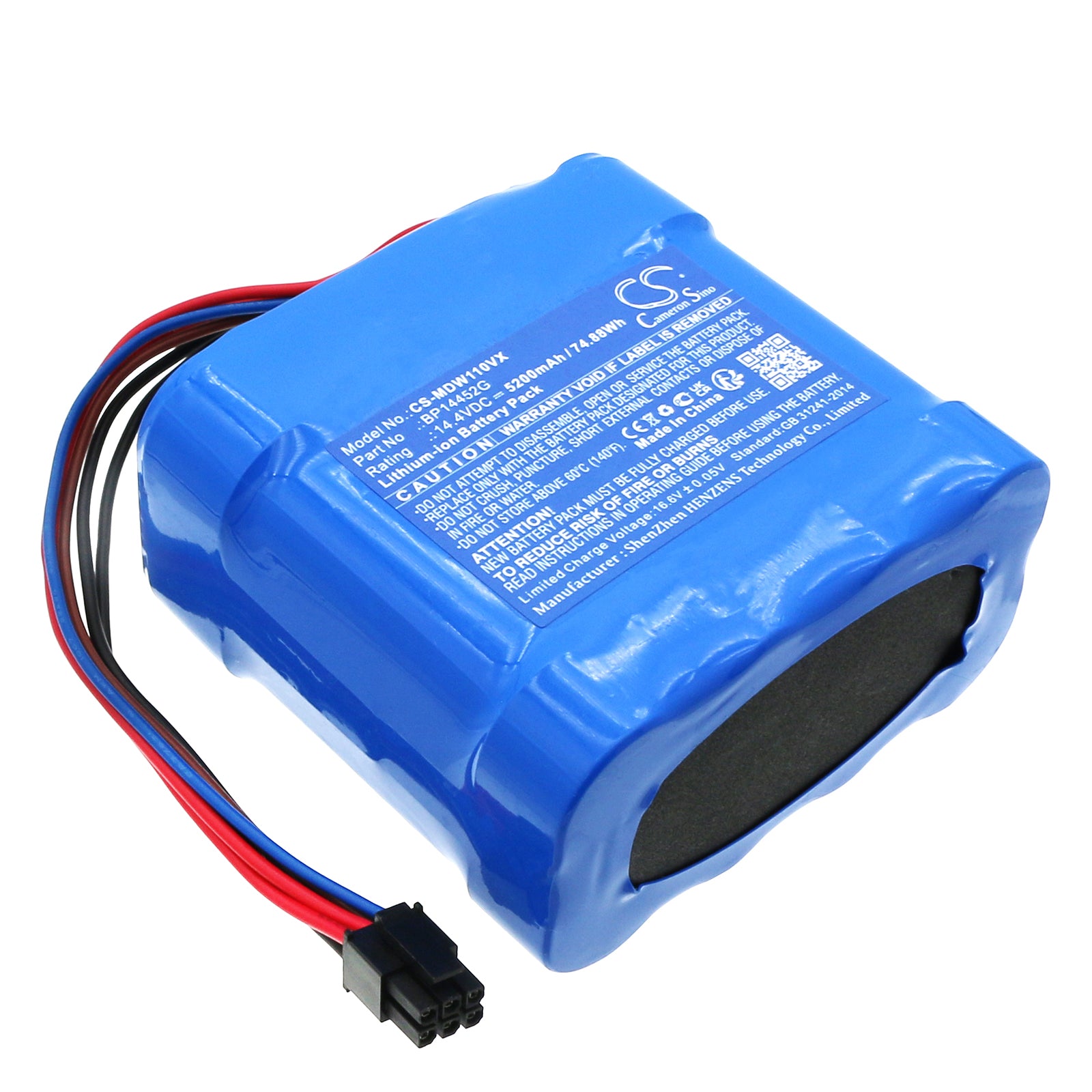 Media W11 Series Vacuum Replacement Battery - 14.4V 5200mAh Li-ion - W11, W11 Pro, W11 Plus - BP14452G Compatible