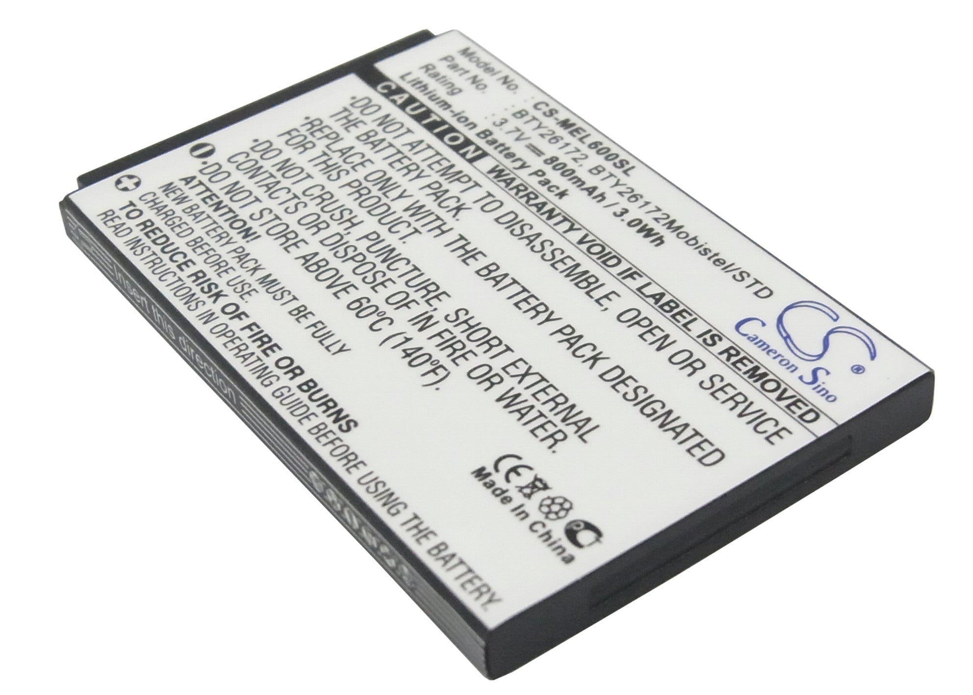 800mAh Replacement Battery for Emporia/Mobistel EL600 & Dual Mobile Phones - 3.7V Li-ion - BTY26172