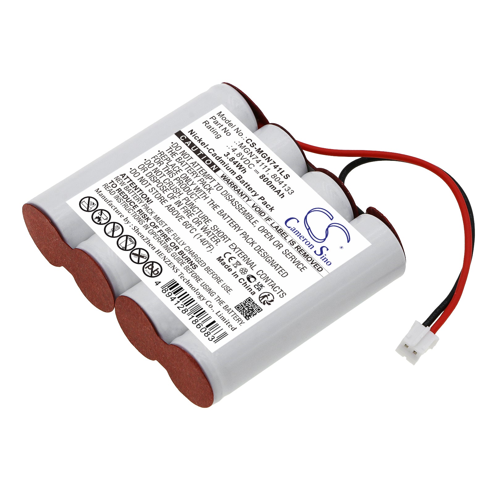 4.8V 800mAh Ni-CD Battery for LUMINOX Planet D/60, Emergency Lights - MGN74111, 804133, MXN0051 Compatible - 56.5x50.5x14.1mm