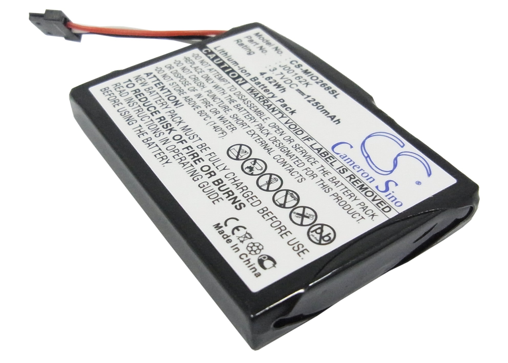 1250mAh Li-ion Replacement Battery for Mio GPS Navigator C310x C510 C710 - 3.7V, 49.56x36.12x6.46mm
