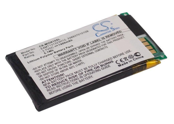 1400mAh Battery Replacement for Mitac Mio H610 GPS Navigator, 3.7V Li-ion E4MT131323H12 - GPS Navigation Battery