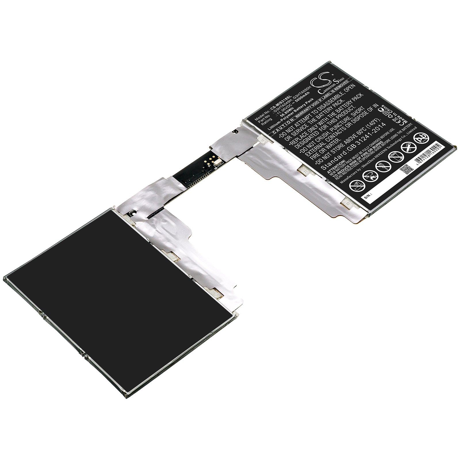 56.8Wh Keyboard Battery Replacement for Surface Book 2 13.5" 1835 Tablet - 11.36V 5000mAh Li-Polymer - G3HTA050H/049H