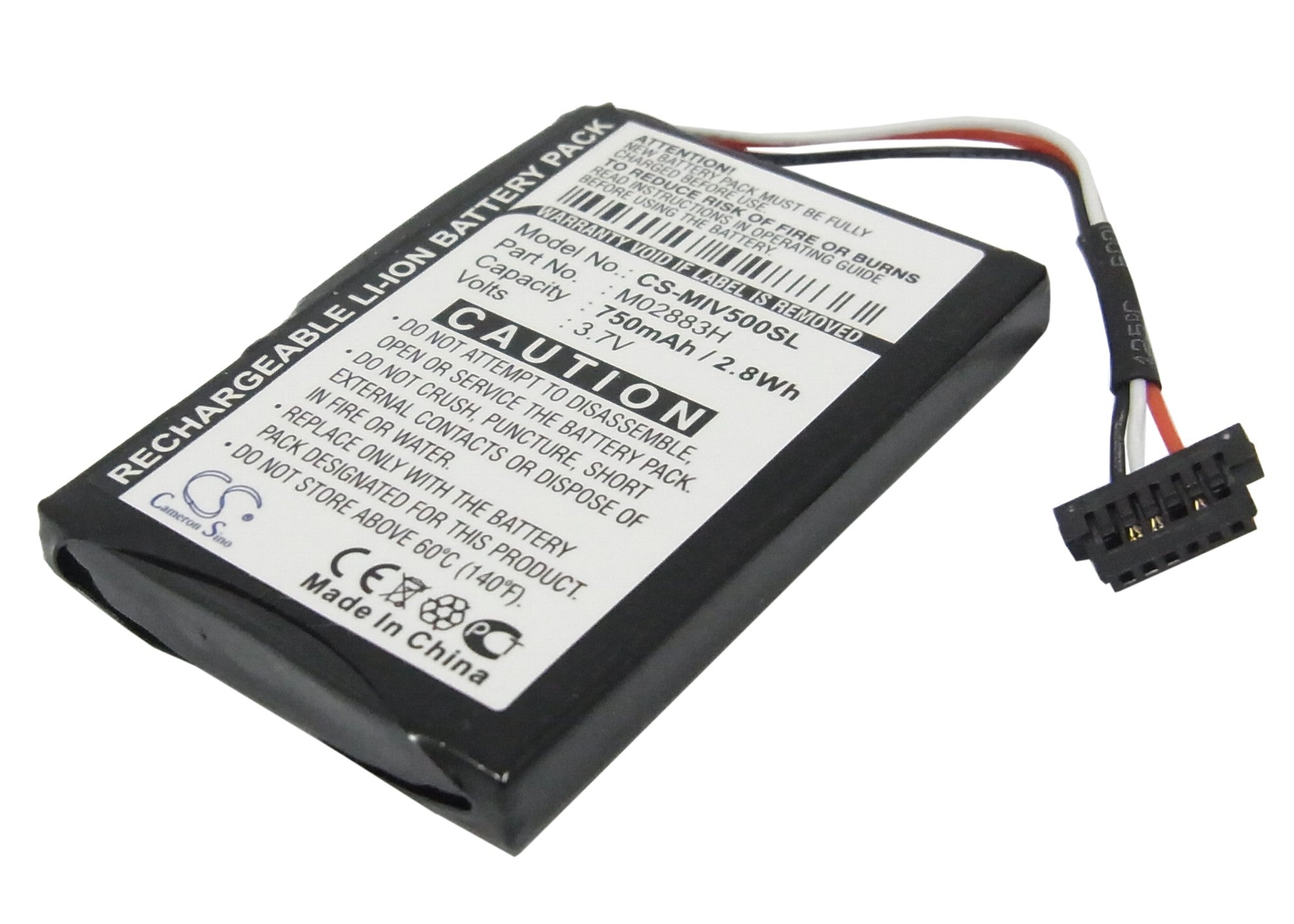 750mAh 3.7V Li-ion Replacement Battery for Mitac Mio Moov 500/510/560/580 GPS Navigator
