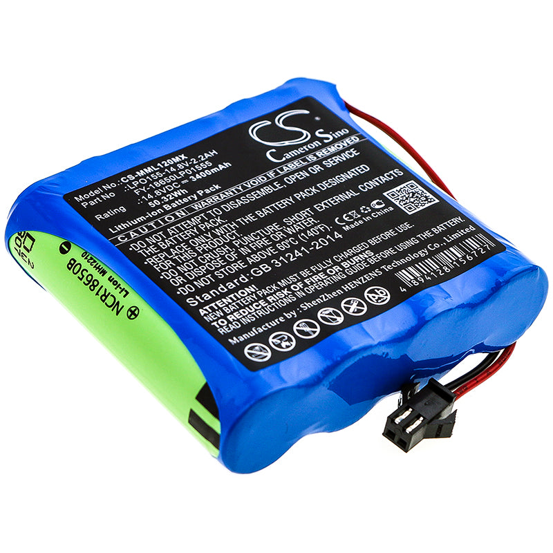 Million ML1500/ML1200 Medical Battery: 14.8V 3400mAh Li-ion Replacement, LPO155-14.8V-2.2AH, Medical Device Power, 50.32Wh