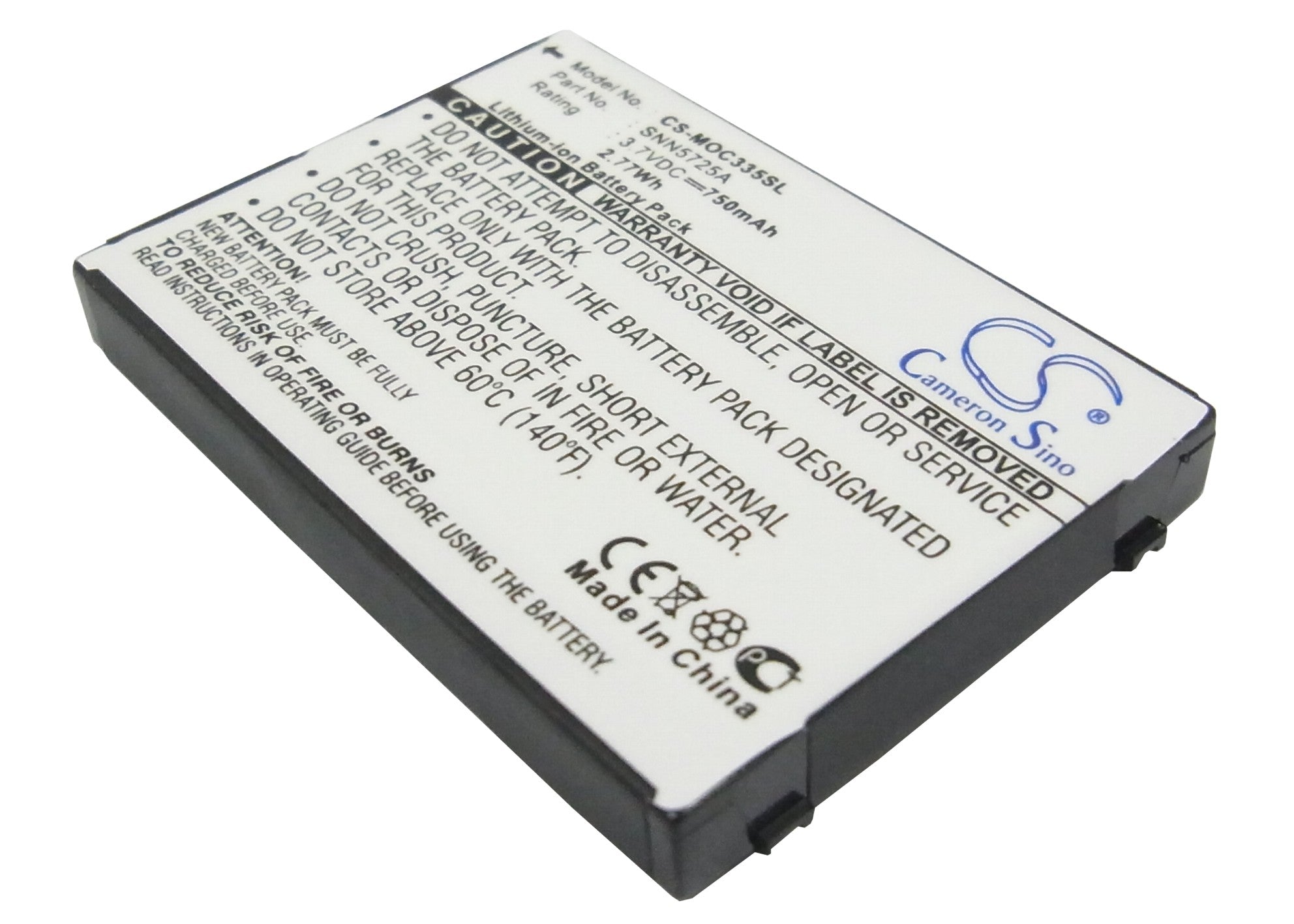 750mAh Replacement Battery for Motorola C300 C335 Smartphones - 3.7V Li-ion - SNN5725A Compatible