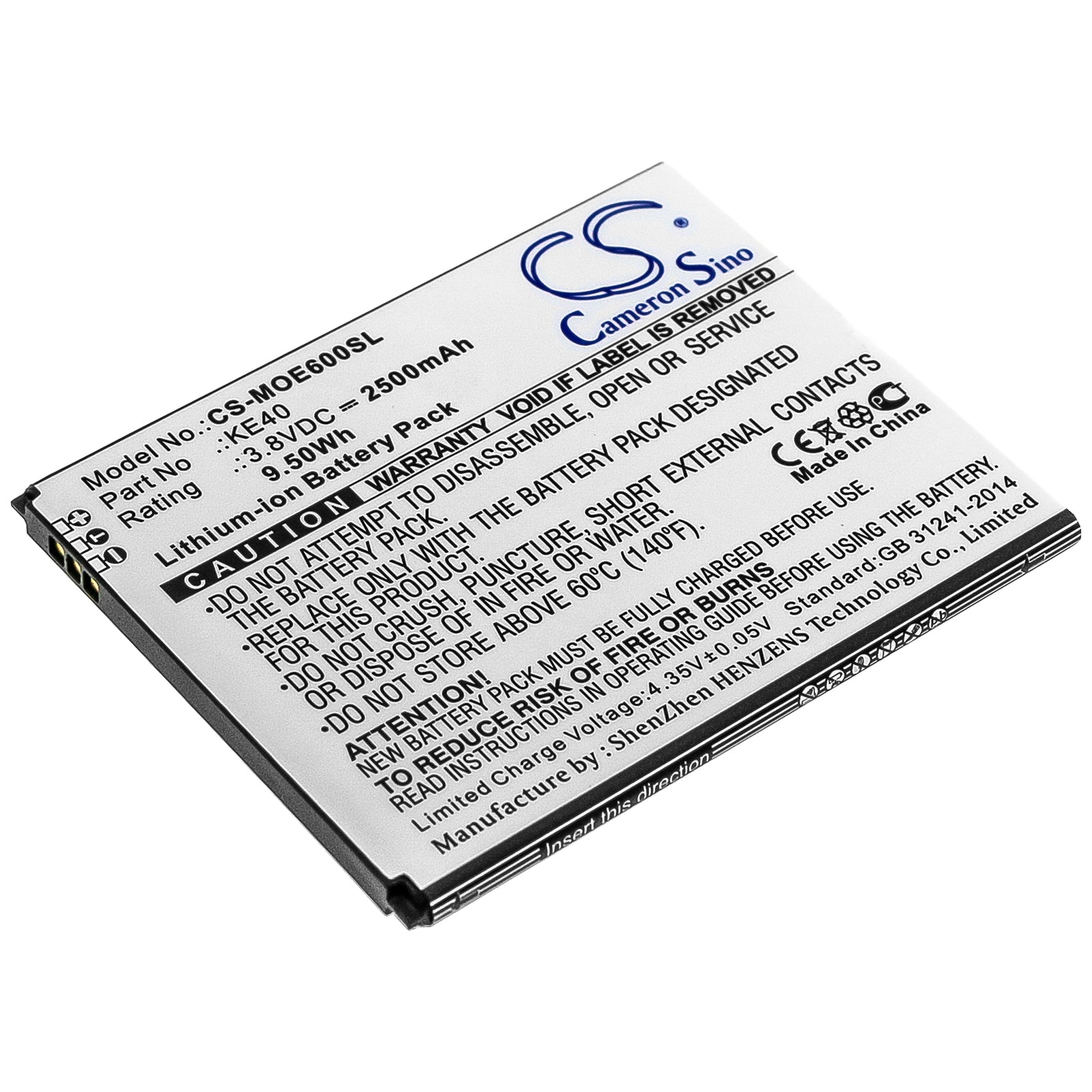 2500mAh Replacement Battery for Motorola Moto E6 (XT2005) - 3.8V Li-ion - KE40, SB18C54512 - Phone Repair Part
