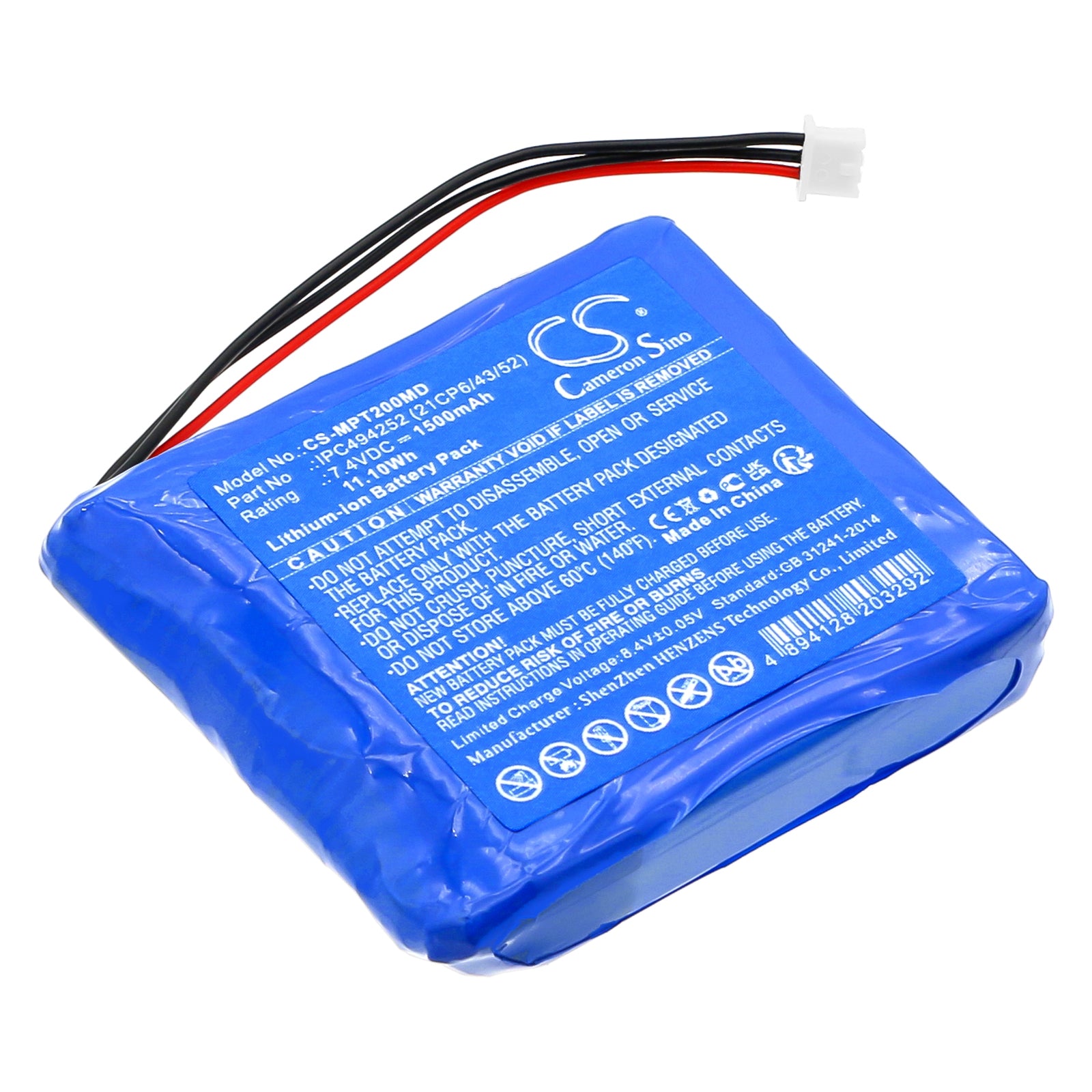 MedCaptain TP-20S Infusion Pump Battery: 7.4V 1500mAh Replacement, IPC494252, 11.10Wh - Exact Fit!