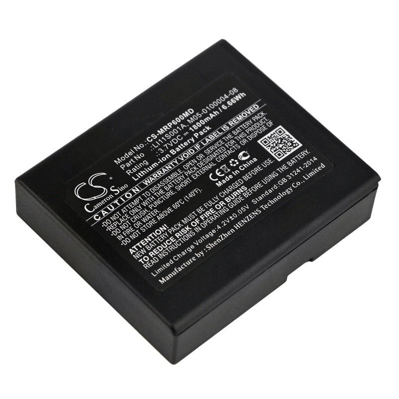 1800mAh Replacement Battery for Mindray PM60 Pulse Oximeter & DPM2 Patient Monitor, 3.7V Li-ion, LI11S001A