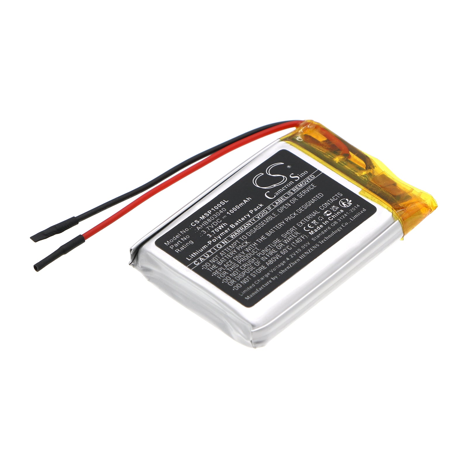 1000mAh Replacement Battery for Monster PUCK Speaker, 3.7V Li-Polymer, AHB803040 (43.2x29.5x8mm)