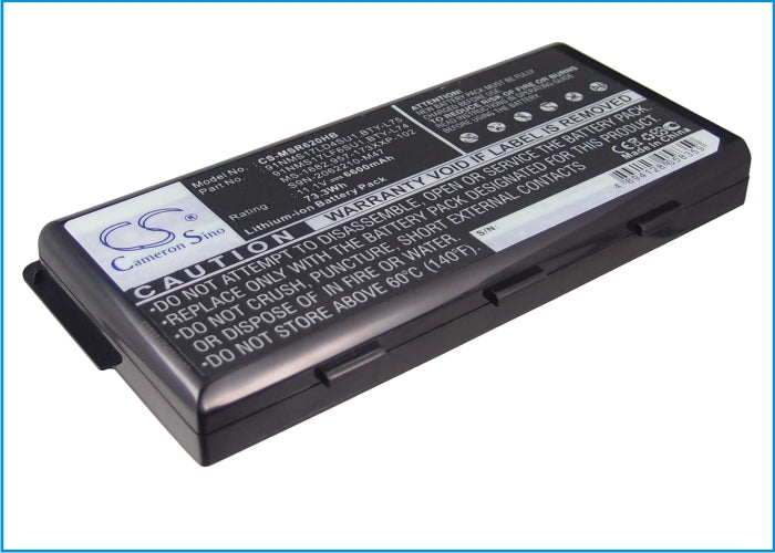 6600mAh Battery for MSI A5000 A6000 CR Series Laptops - 11.1V Li-ion Replacement - BTY-L74/75
