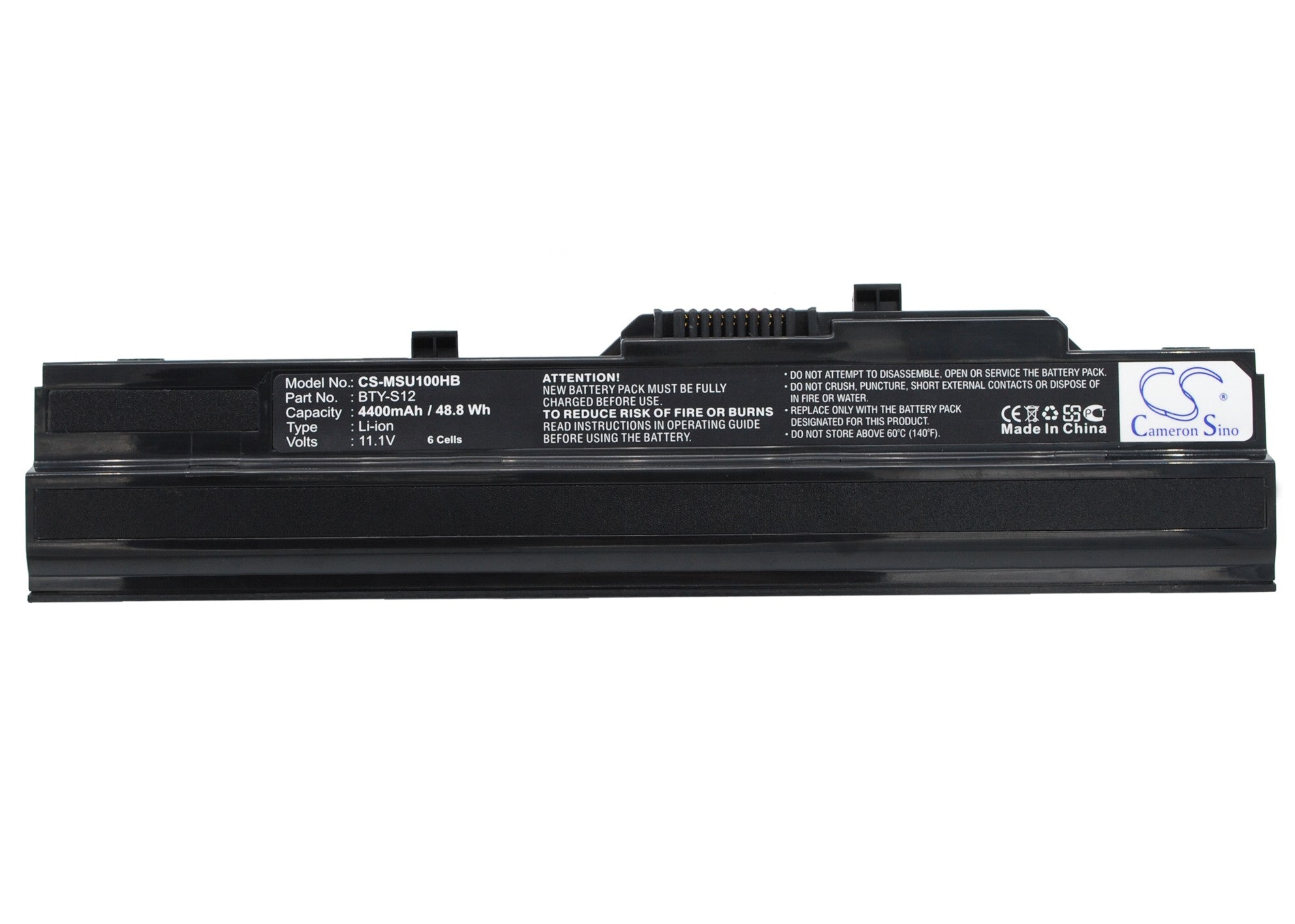 4400mAh Li-ion Laptop Battery (11.1V) - MSI Wind U100 U120, Advent 4211 4212, Medion, LG X110 - Replacement Power