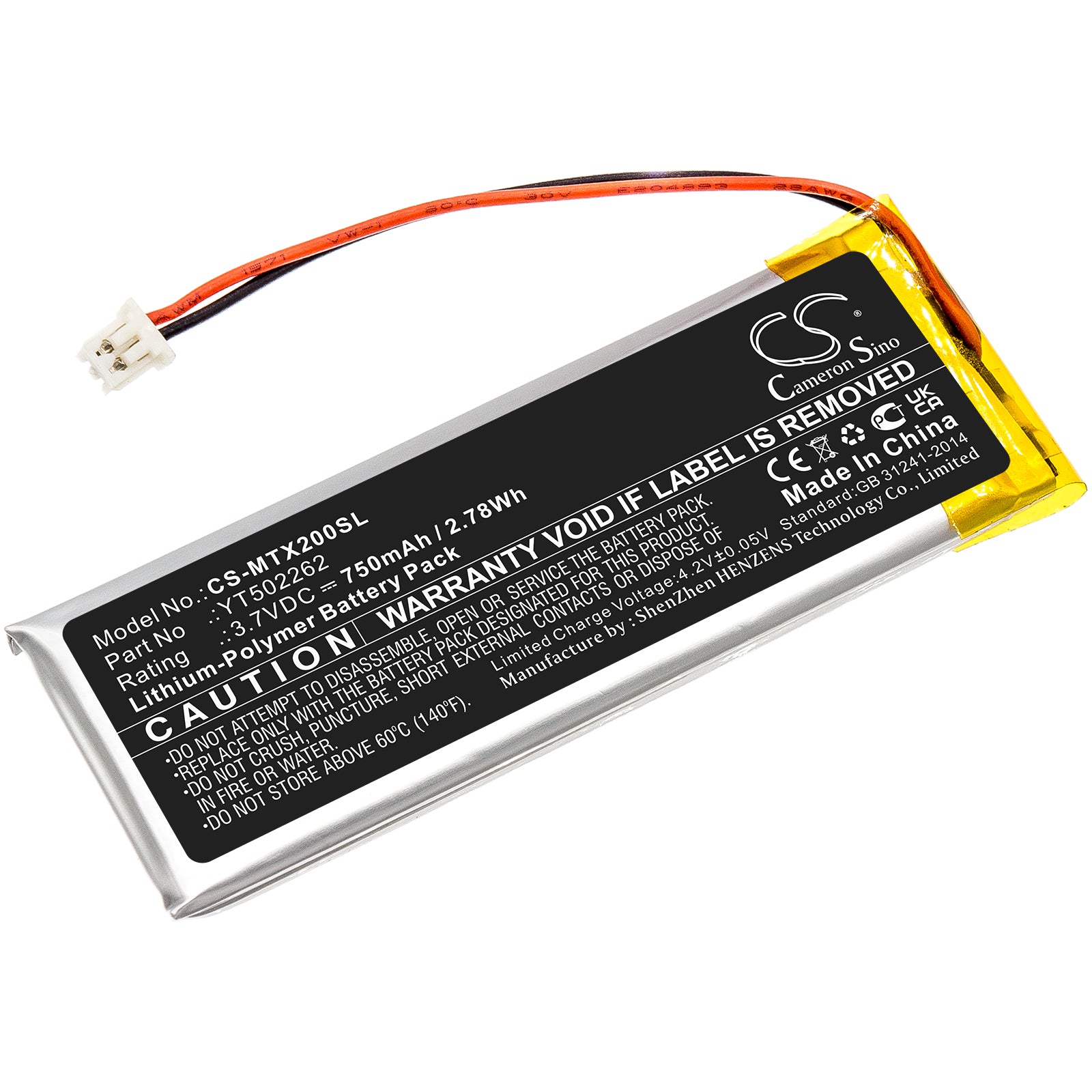 750mAh Li-Polymer Replacement Battery for Midland BTX Pro/Mesh Series Motorcycle Headsets - BTX1 Pro, BTNEXT Pro