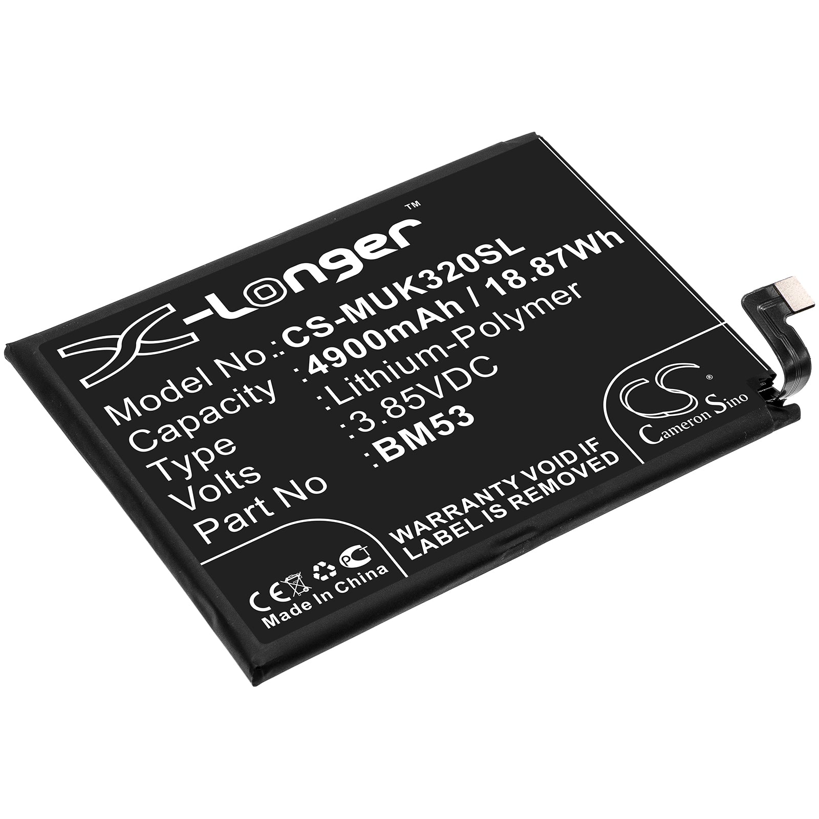 4900mAh Replacement Battery for Xiaomi Mi 10T 5G & Redmi K30s BM53 - 3.85V 18.87Wh