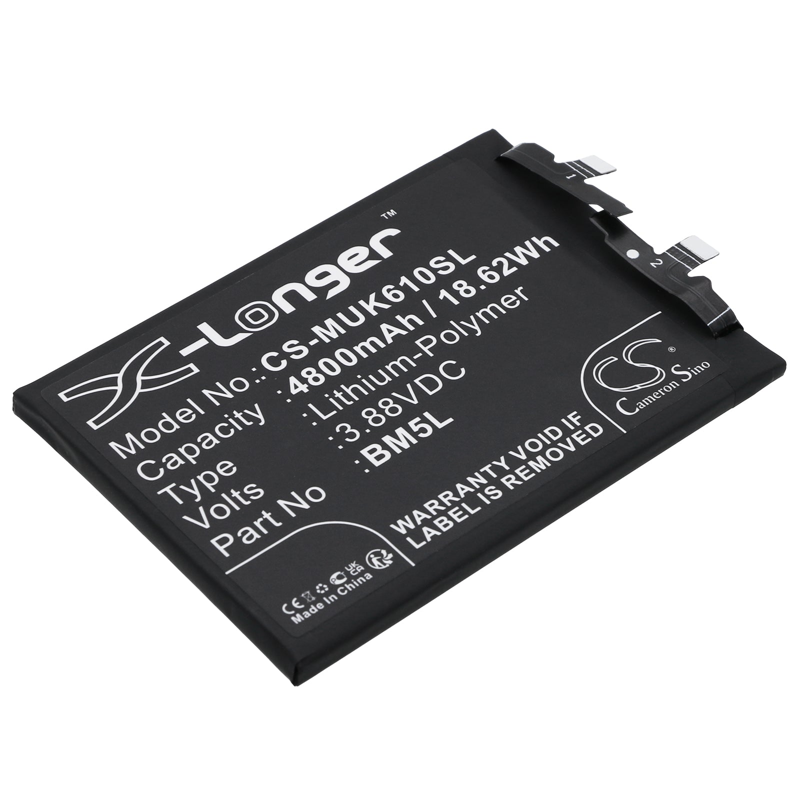 4800mAh BM5L Replacement Battery for Redmi K60 Pro (22127RK46CM) - 3.88V Li-Polymer Phone Battery
