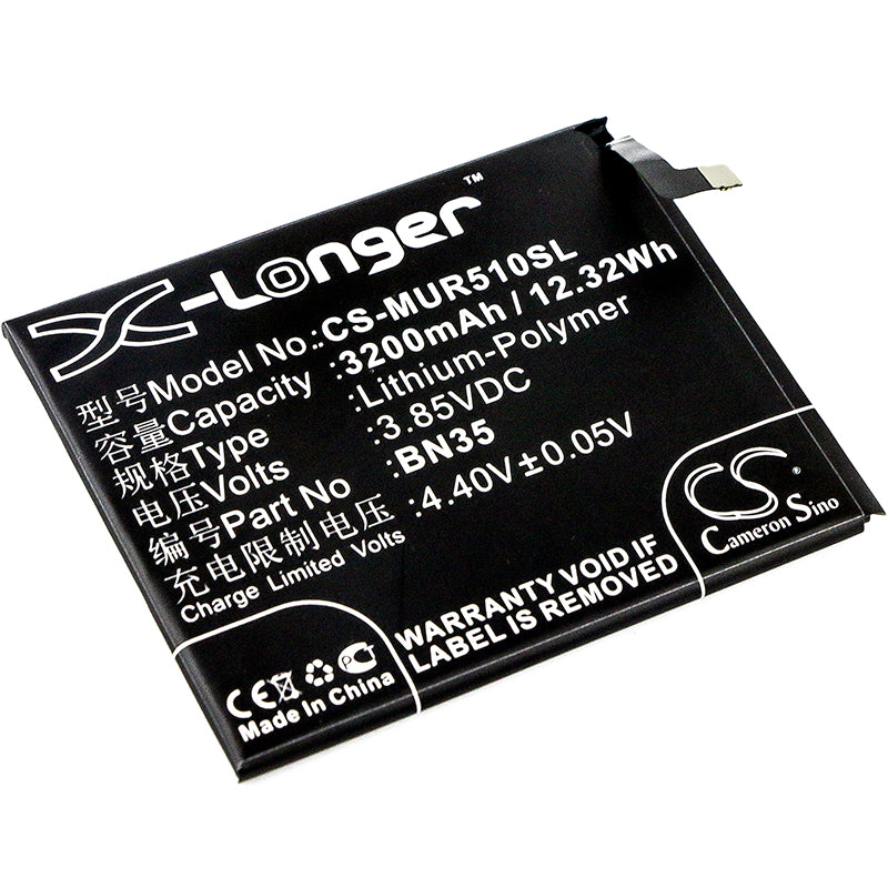 3200mAh Replacement Battery for Xiaomi Redmi 5 (BN35) - Li-Polymer - Slim Profile 78.72x63.10x3.50mm