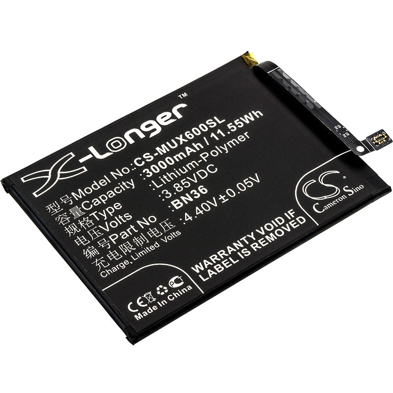 3000mAh BN36 Replacement Battery for Xiaomi Mi 6X/Mi A2 - 3.85V Li-Polymer Phone Battery