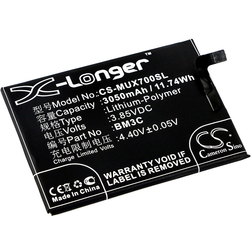 3050mAh Replacement Battery for Xiaomi Mi 7 - BM3C, Li-Polymer, 3.85V, 11.74Wh - Smartphone Battery