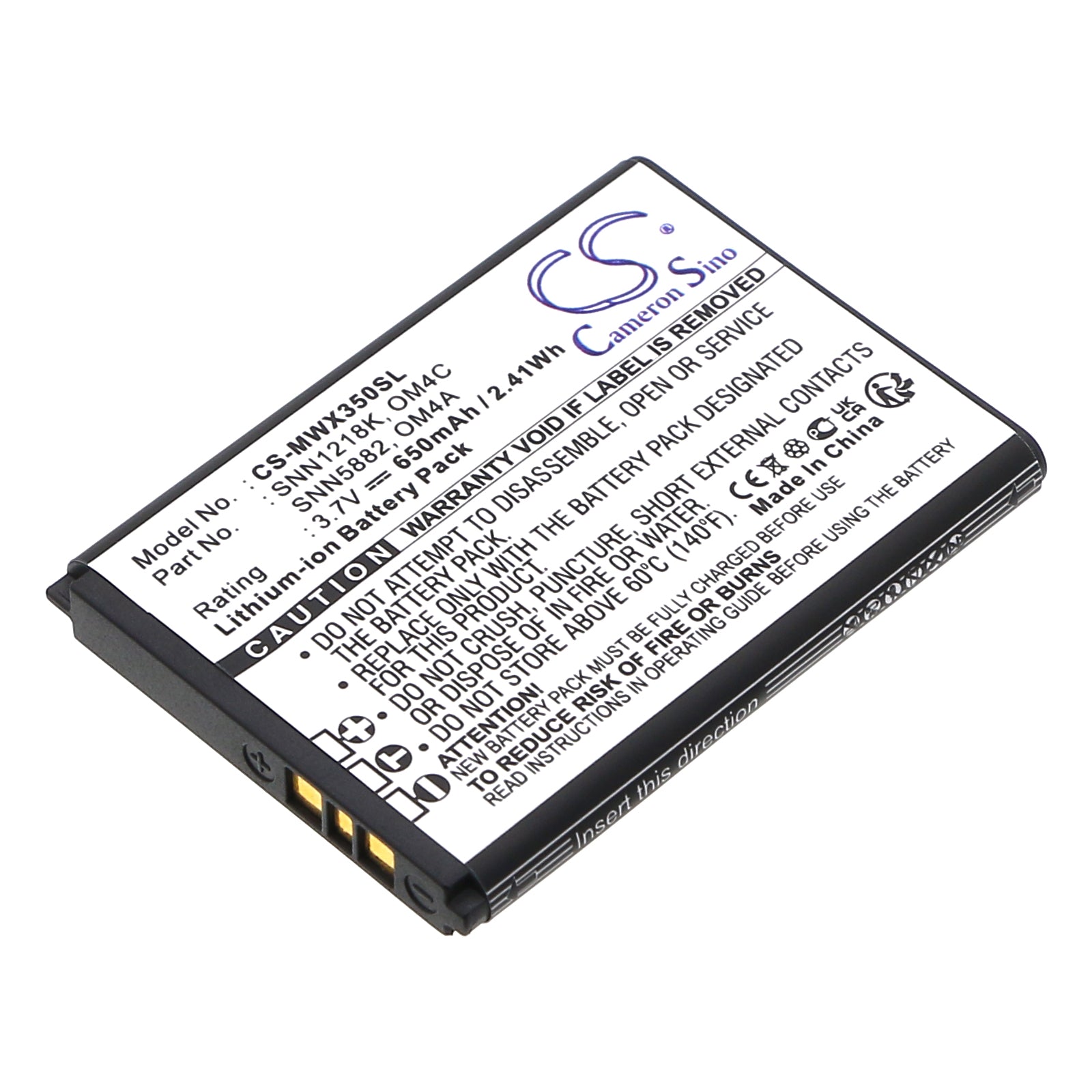 650mAh Replacement Battery for Motorola WX180, WX280, EX210 Series Smartphones (3.7V Li-ion)