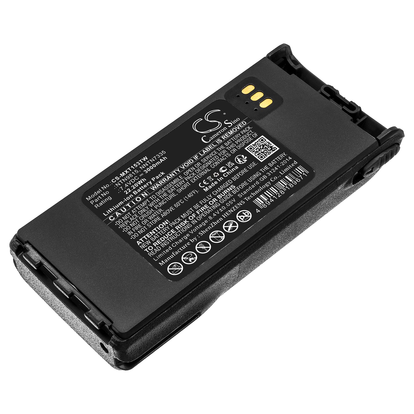 7. 4V 3000mAh Li-ion Replacement Battery for Motorola XTS1500, XTS2500 & PR1500 Two-Way Radios - NTN9815 Compatible