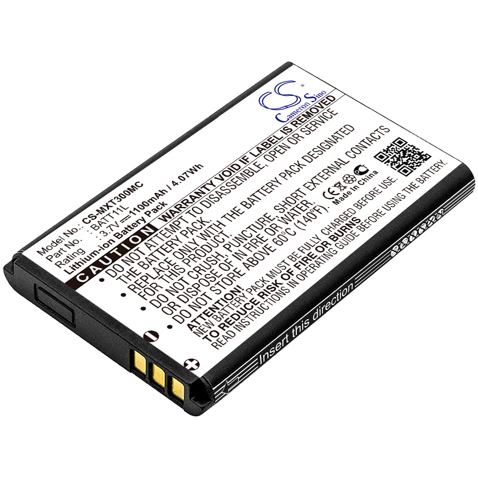 1100mAh 3.7V Li-ion Battery - Gemantech GE-M2000, CB120, Midland XTC-300, Vivitar DVR-820HD Replacement Battery