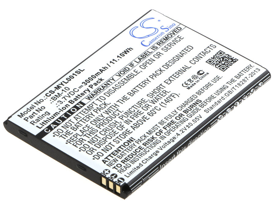 myPhone L-Line Smartphone Battery: 3000mAh Replacement, BM-10 Compatible, 3.7V Li-ion, 75.75x54.50x5.30mm