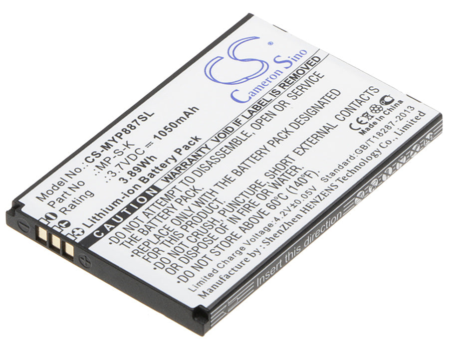 1050mAh Replacement Battery for Myphone 8870 - 3.7V Li-ion Smartphone Battery, MP-S-K Compatible
