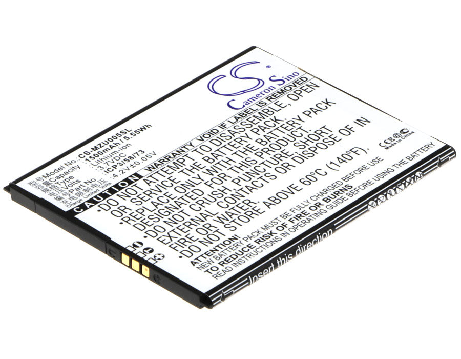 NAVON Mizu MZT005 Smartphone Battery Replacement - 1500mAh 3.7V Li-ion - Mobile Phone Internal Battery