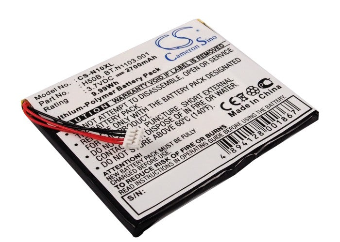 2700mAh Battery for Acer N10PDA, Gateway 100X, Fujitsu Loox 600 - 3.7V Li-Polymer Replacement
