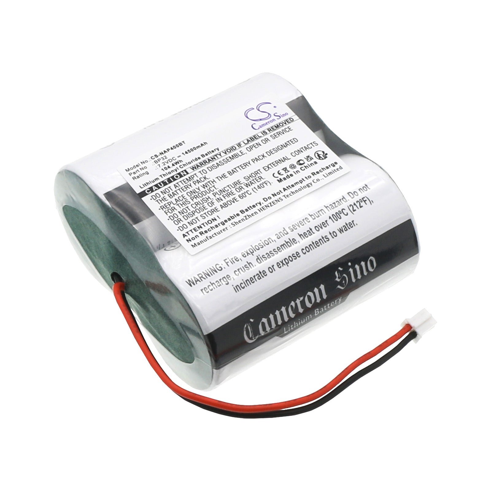 7.2V 14500mAh Li-SOCl2 Replacement Battery for Noxalarm NOXIANE P40, SECURIX 40, BP32 Alarm Systems