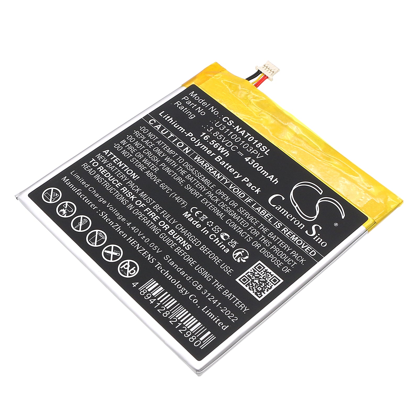 Onn 8" Kids Tablet Replacement Battery - 4300mAh - Models 100044018p, 100044018G, U31100103PV - 3.85V 16.56Wh Li-Polymer