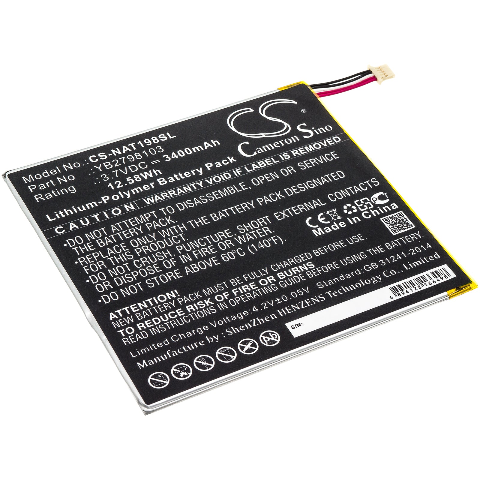 ONN ONA19TB002 8" Tablet Replacement Battery - 3.7V 3400mAh 12.58Wh Li-Polymer - Extended Life Power