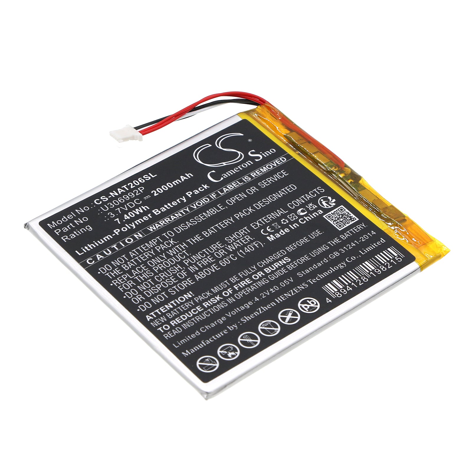 ONN Surf 7" Tablet 2000mAh Battery Replacement - U306992P, 3.7V 7.4Wh Li-Polymer, Repair Part