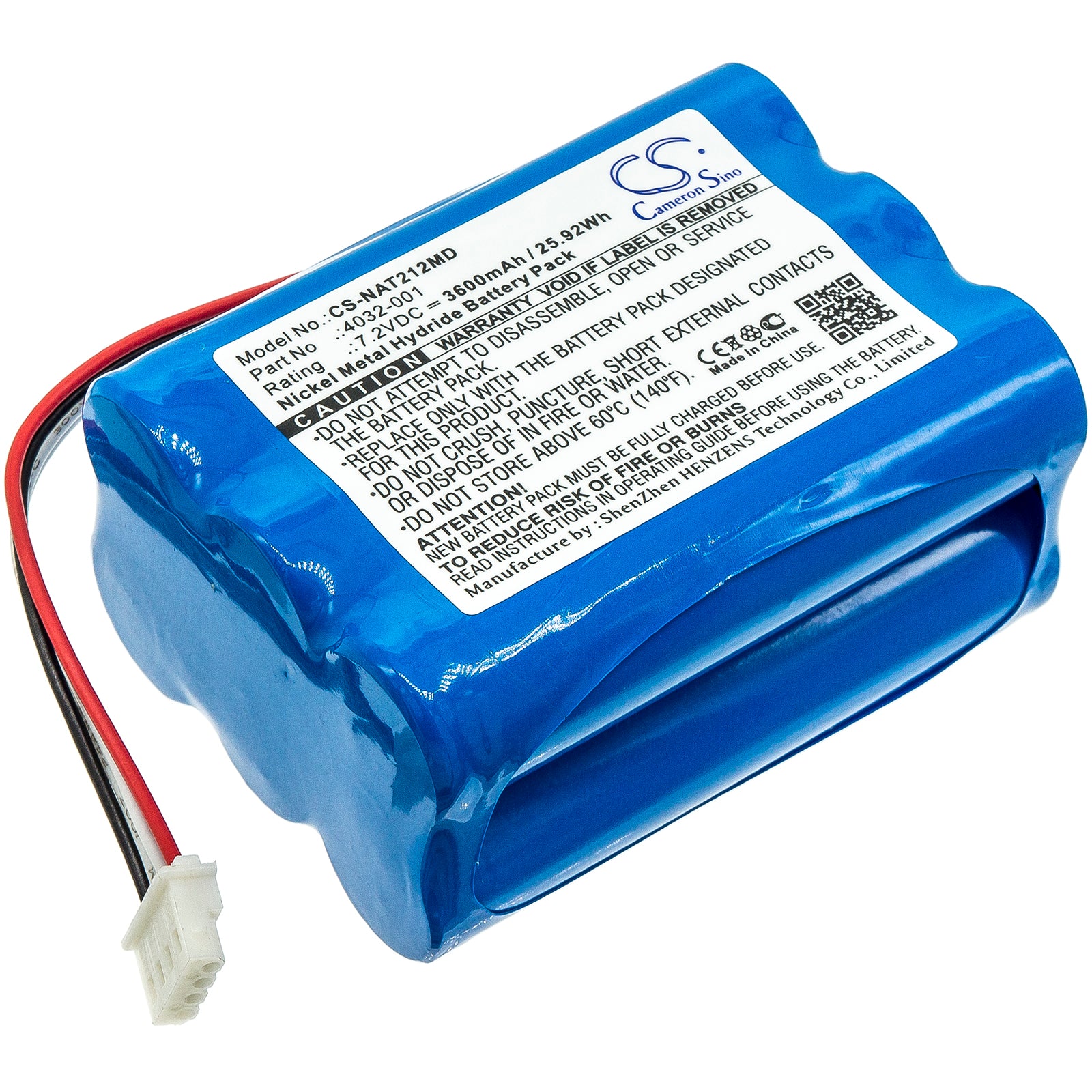High-Capacity 7.2V 3600mAh Ni-MH Replacement Battery for Nonin Avant 2120, 4000, 9600, 9700 Pulse Oximeters