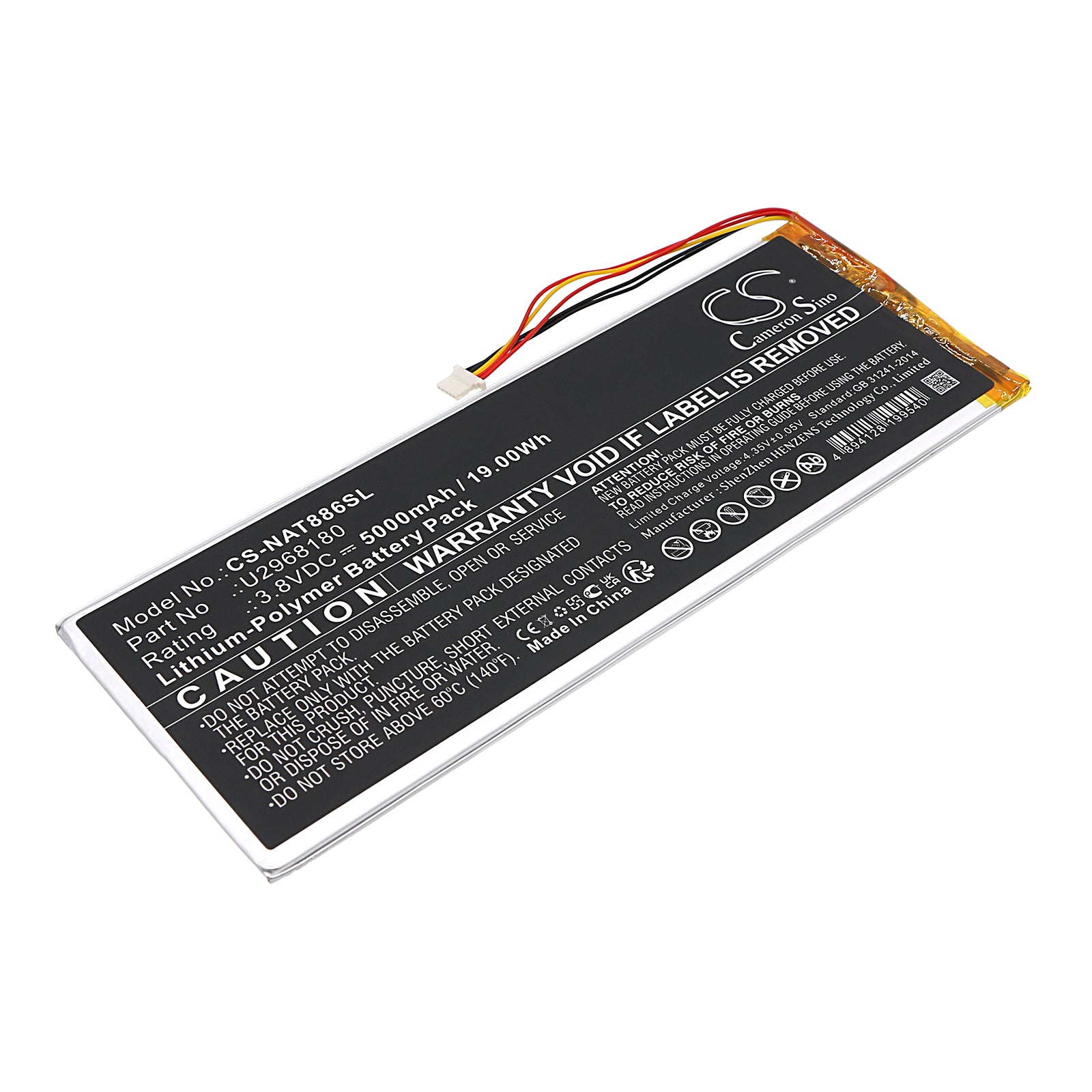 5000mAh 3.8V Li-Polymer Replacement Battery for ONN. NSurf 10" Gen 2 Tablet (100011886)