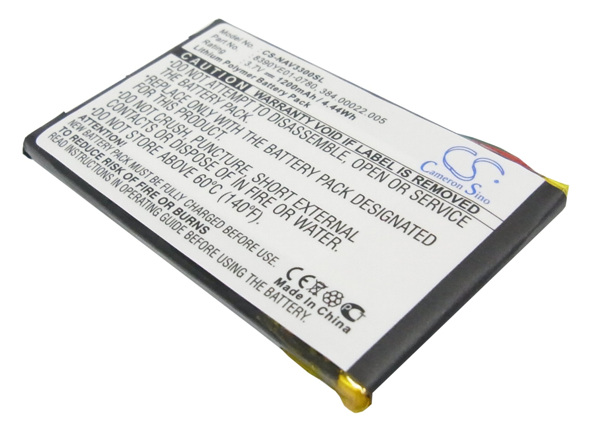 1200mAh GPS Battery Replacement for Navigon 3300 & 4310 MAXE Navigator - 3.7V Li-Polymer