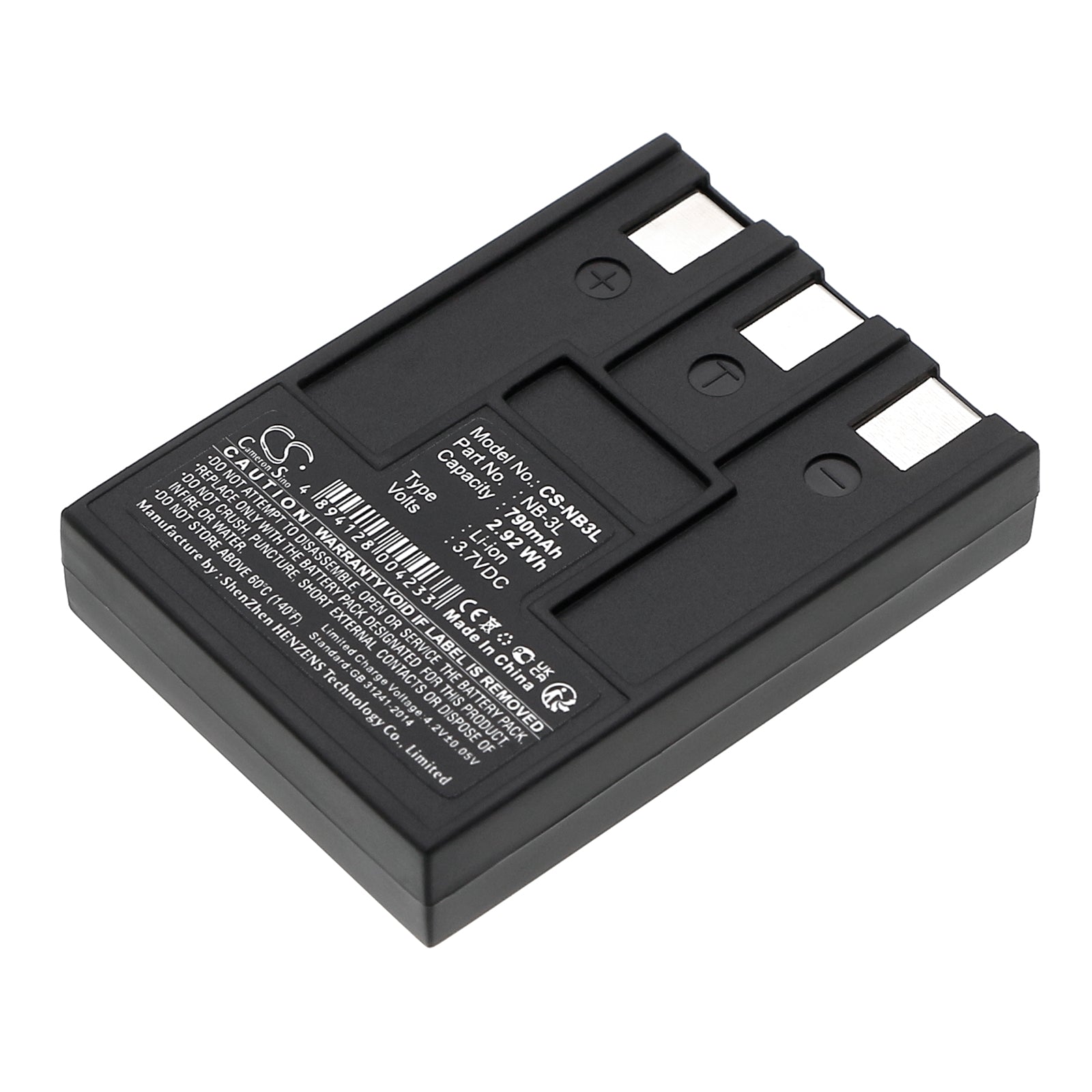 High Capacity 790mAh Replacement Battery for Canon IXUS 700 & SD100 - 3.7V Li-ion NB-3L Digital Camera Battery