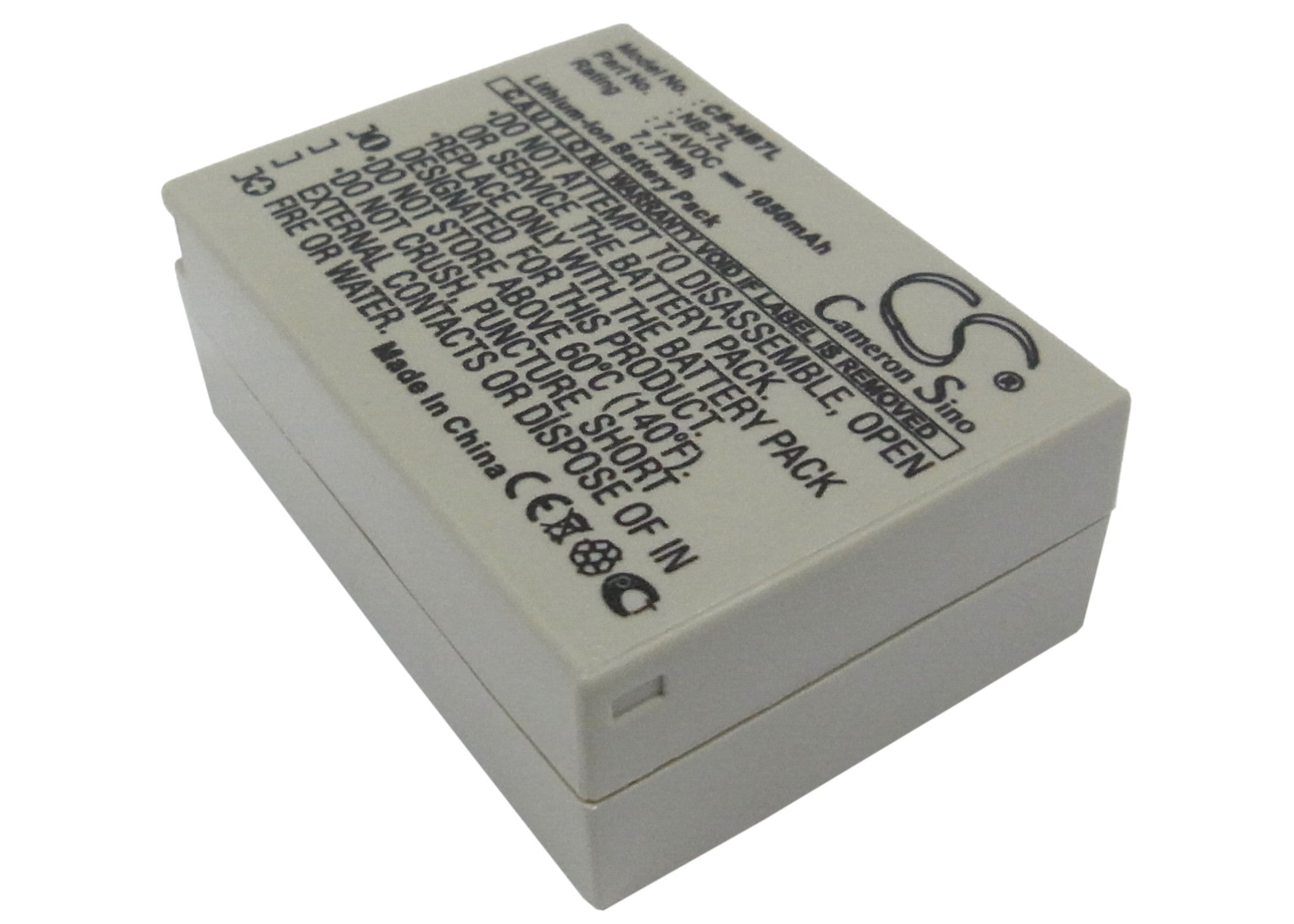 1050mAh Battery Replacement for Canon PowerShot G10 G11 G12 Cameras, 7.4V Li-ion NB-7L, 45.4x32.4x17.6mm